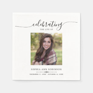 Simple Memorial Funeral Photo Napkins