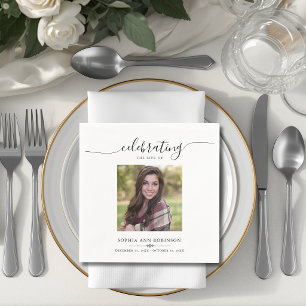 Simple Memorial Funeral Photo Napkins