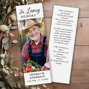 Simple Memorial Funeral Prayer Photo Bookmark