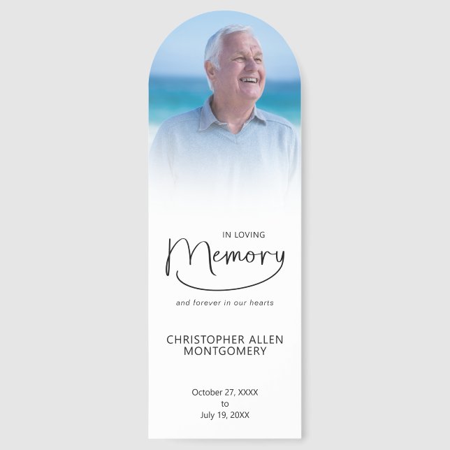 Simple Memorial Funeral Prayer Photo Bookmarks (Front)