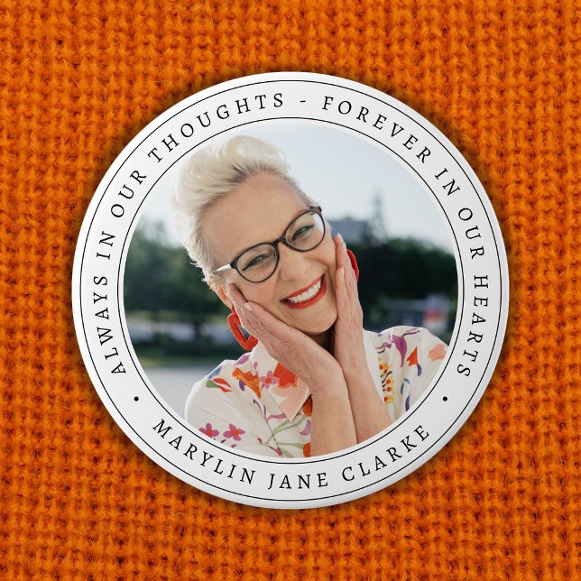 Simple Memorial Funeral Remembrance Photo  Button (Creator Uploaded)