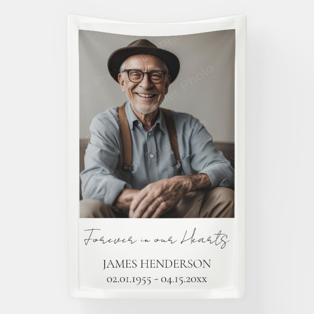Simple Memorial Photo  Banner (Vertical)