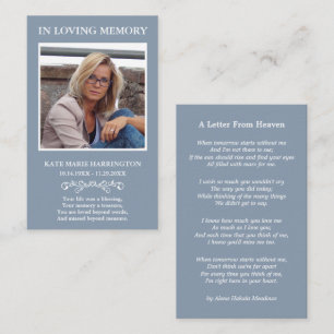 Simple Memorial Photo Funeral Card