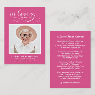 Simple Memorial Photo Funeral Card