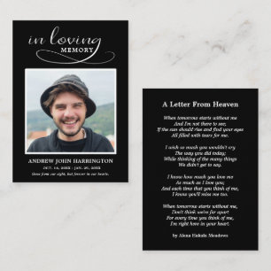 Simple Memorial Photo Funeral Card