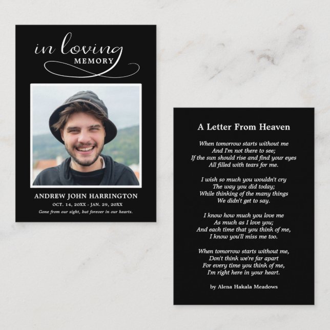 Simple Memorial Photo Funeral Card (Front/Back)