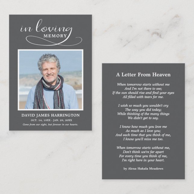 Simple Memorial Photo Funeral Card (Front/Back)