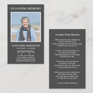 Simple Memorial Photo Funeral Card