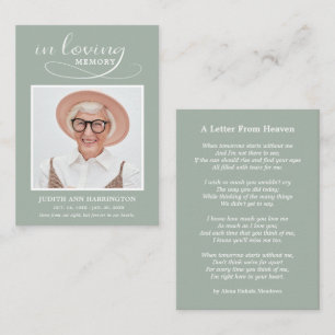 Simple Memorial Photo Funeral Card