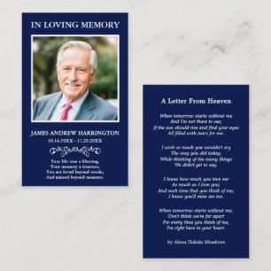 Simple Memorial Photo Funeral Card