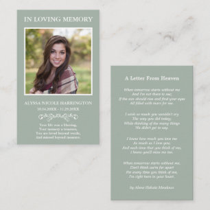 Simple Memorial Photo Funeral Card