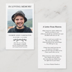 Simple Memorial Photo Funeral Card