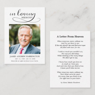 Simple Memorial Photo Funeral Card