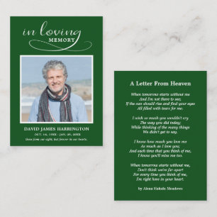 Simple Memorial Photo Funeral Card