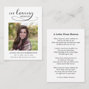 Simple Memorial Photo Funeral Card