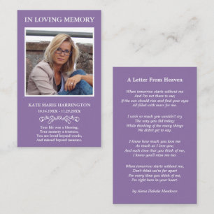 Simple Memorial Photo Funeral Card