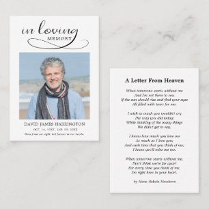 Simple Memorial Photo Funeral Card