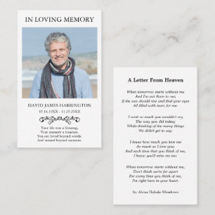 Simple Memorial Photo Funeral Card
