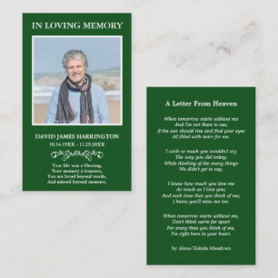 Simple Memorial Photo Funeral Card