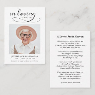 Simple Memorial Photo Funeral Card