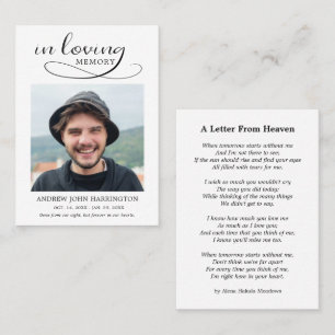 Simple Memorial Photo Funeral Card