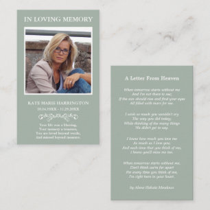 Simple Memorial Photo Funeral Card