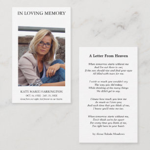 Simple Memorial Photo Funeral Card