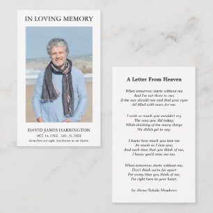 Simple Memorial Photo Funeral Card