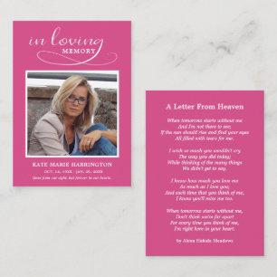 Simple Memorial Photo Funeral Card
