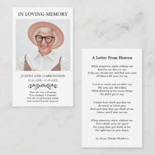 Simple Memorial Photo Funeral Card