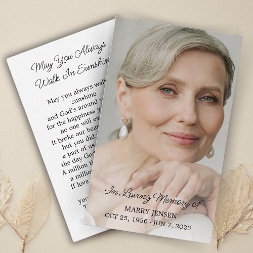 Simple Memorial Photo Funeral Prayer Card