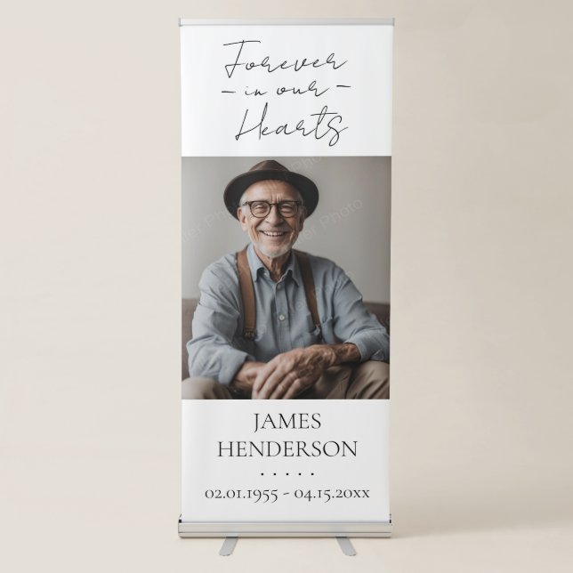 Simple Memorial Photo  Retractable Banner (Front)