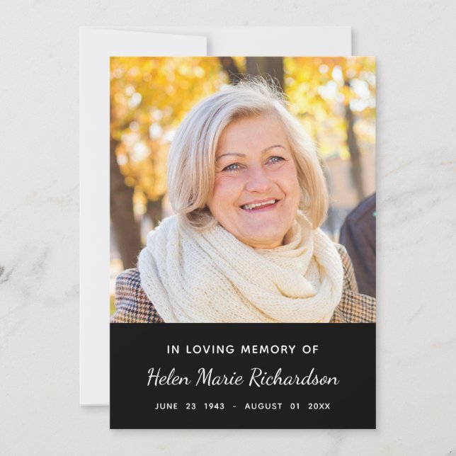 Simple Memorial Photo Sympathy Thank you (Front)