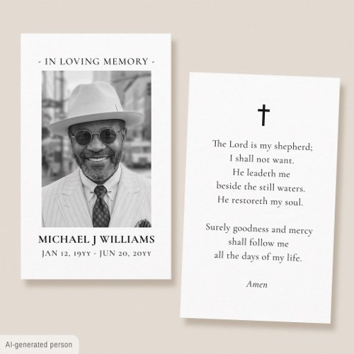 Simple Memorial Prayer Funeral Photo Mini Card