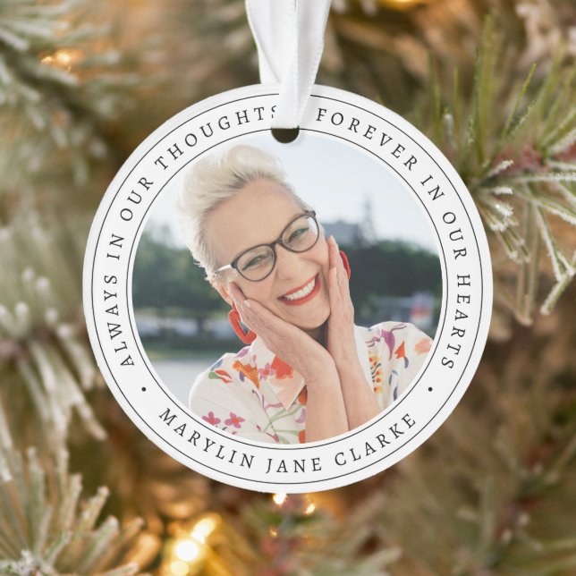 Simple Memorial Remembrance Photo Christmas Ornament (Tree)