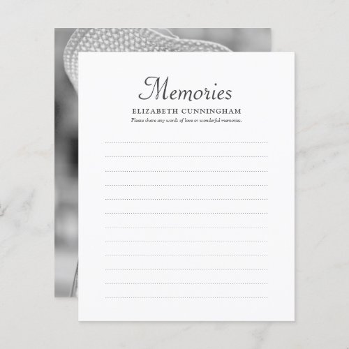 Simple Memories Photo Funeral Attendance Card
