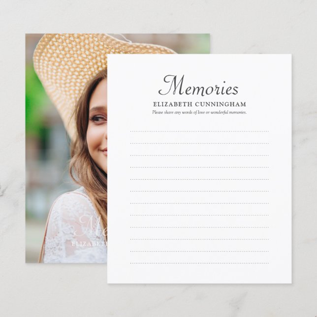 Simple Memories Photo Funeral Attendance Card (Front/Back)
