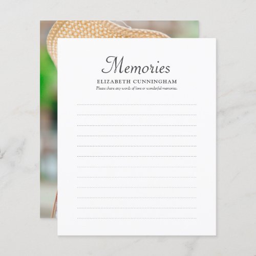Simple Memories Photo Funeral Attendance Card