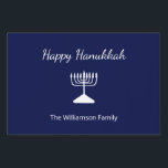Simple Menorah Happy Hanukkah Navy Blue Sign<br><div class="desc">Simple Menorah Navy Blue Sign,  with customizable typography lettering. Great for celebration a Happy Hanukkah.</div>