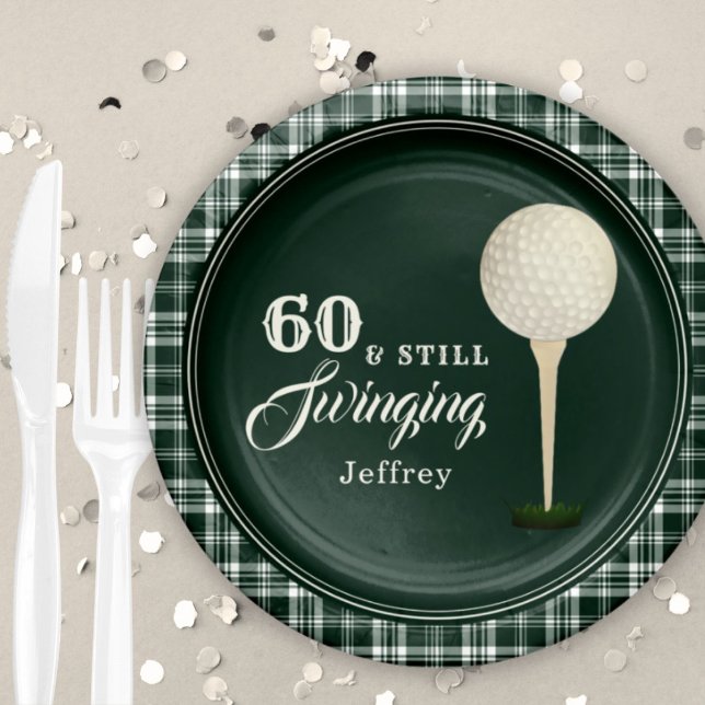 Simple Men's Golf Milestone Birthday Party Paper Plates (Creator Uploaded)