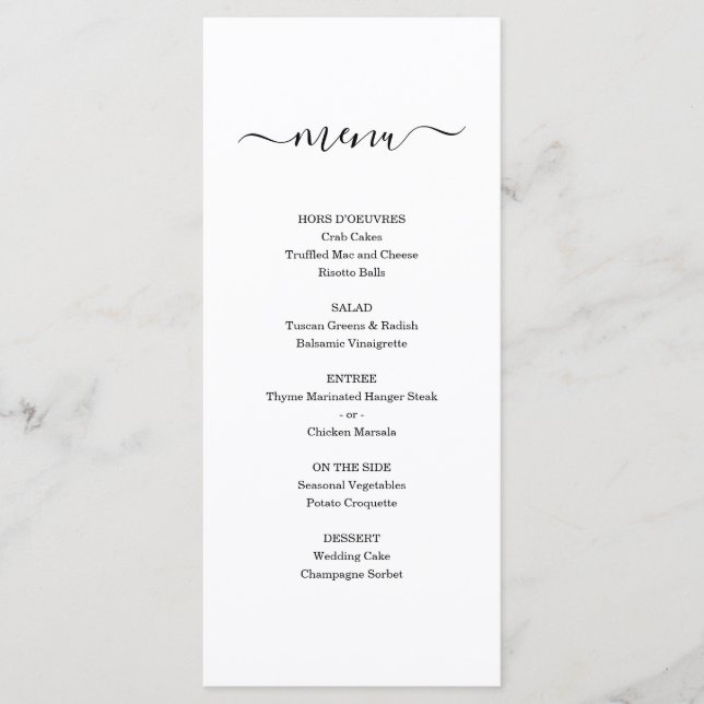 Simple Menu for Wedding or other Special Occasion (Front)