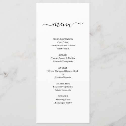 Simple Menu for Wedding or other Special Occasion