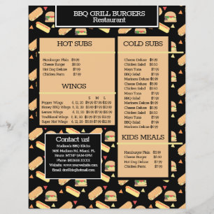 Simple Menu Hamburger BBQ Grill Restaurant Flyer