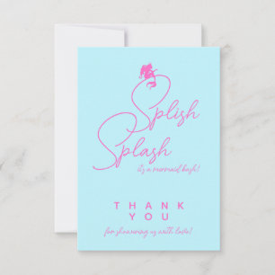 Simple Mermaid Girl Birthday Thank You Card