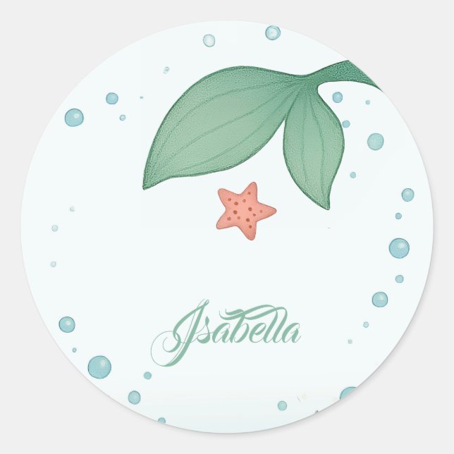Simple mermaid's tail classic round sticker (Front)