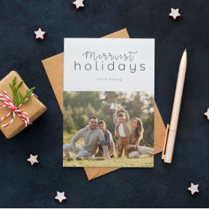 Simple Merriest Holidays Photo Card