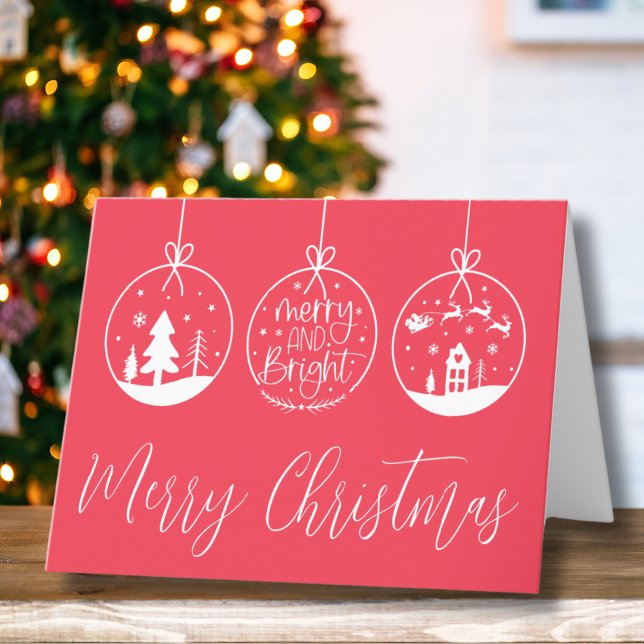 Simple Merry And Bright Christmas Holiday Card (Simple Merry And Bright Red Christmas Holiday Card)