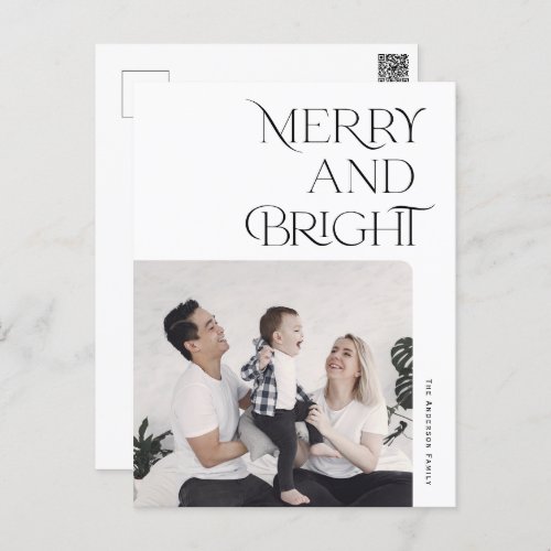 Simple Merry and Bright Christmas photo holiday Po