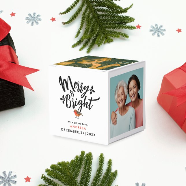 Simple Merry And Bright Christmas Photo Memories Favor Boxes (Creator Uploaded)