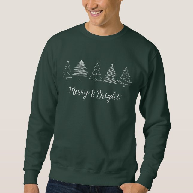 Simple Merry and Bright Christmas tree Sweater (Front)